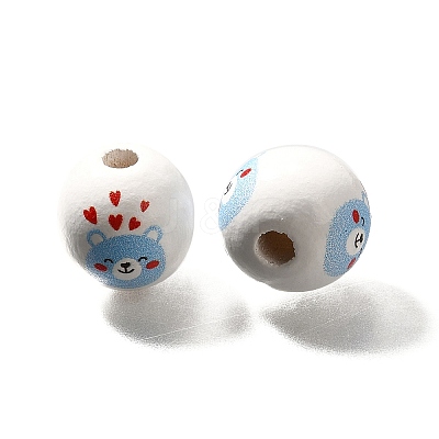 Valentine's Day Element Printed Wood Beads WOOD-R002-01-17-1