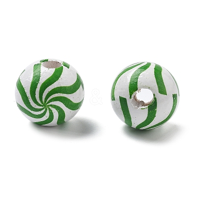 Printed Schima Wood European Beads WOOD-G023-15A-1