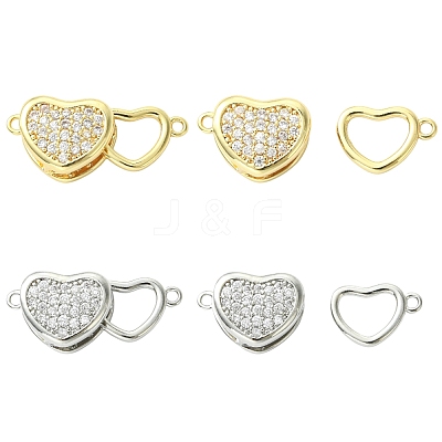 4Pcs 2 Colors Brass Micro Pave Clear Cubic Zirconia Box Clasps KK-CJ0005-90-1