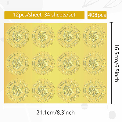 34 Sheets Self Adhesive Gold Foil Embossed Stickers DIY-WH0509-017-1