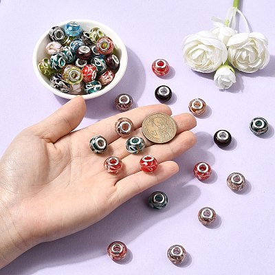 Handmade Gold Sand Lampwork European Large Hole Rondelle Beads LPDL-M005-M-1