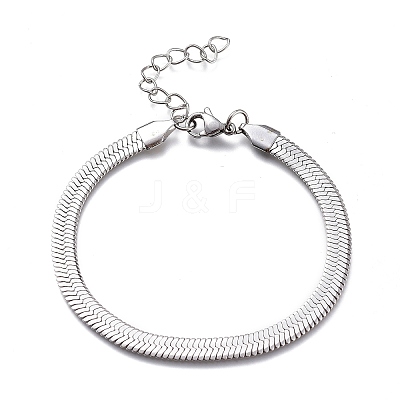Tarnish Resistant Unisex 304 Stainless Steel Herringbone Chain Bracelets LS-BJEW-O177-01B-P-1