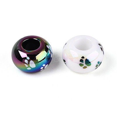 UV Plating Printed Opaque Acrylic European Beads MACR-N018-05-1