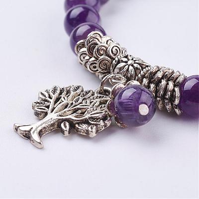Natural Amethyst Stretch Bracelets BJEW-F262-A03-1