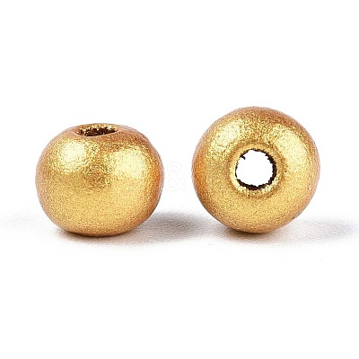 Spray Painted Round Natural Schima Wood Beads WOOD-A018-6mm-01-1