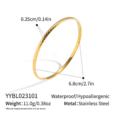 3.5MM 304 Stainless Steel Vintage Textured Round Bangles for Women GG7668-3-1