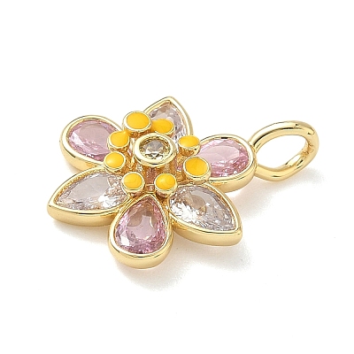 Brass Micro Pave Cubic Zirconia Pendants KK-P342-09G-1
