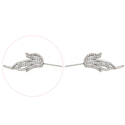 Brass Micro Pave Clear Cubic Zirconia Fishtail Head Pins BAPE-PW0002-10B-P-1