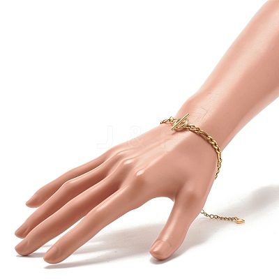 304 Stainless Steel Figaro Chain Bracelet with Toggie Clasp for Women BJEW-JB07690-1
