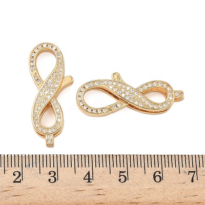 Brass Micro Pave Clear Cubic Zirconia Lobster Claw Clasps KK-S350-01G-1