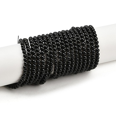 Natural Black Tourmaline Beads Strands G-G763-01-4mm-AB-1