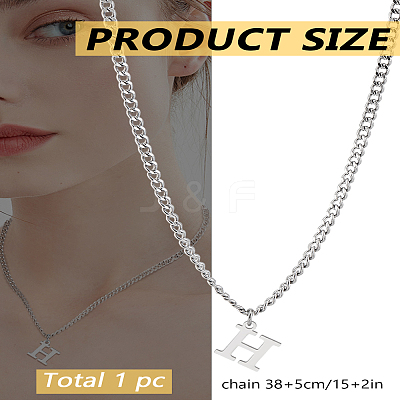 1Pc 304 Stainless Steel Letter Pendant Necklaces NJEW-LP0001-33H-P-1