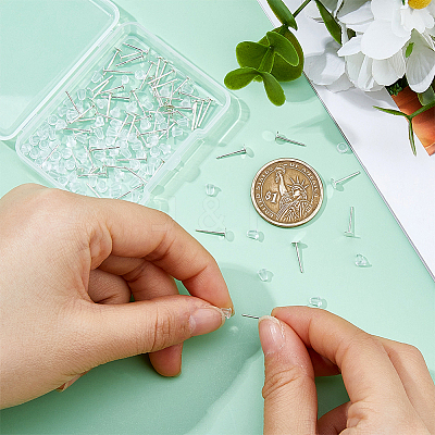 60Pcs 925 Sterling Silver Round Flat Pad Stud Earring Findings STER-DC0001-65-1