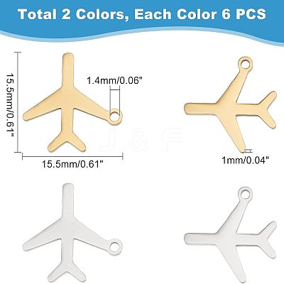 12Pcs 2 Colors 201 Stainless Steel Pendants STAS-UN0035-68-1