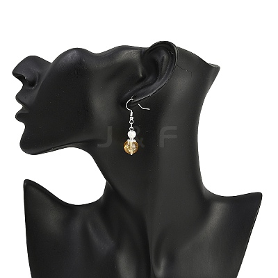 Brass Synthetic Citrine Dangle Earrings EJEW-JE06588-03-1