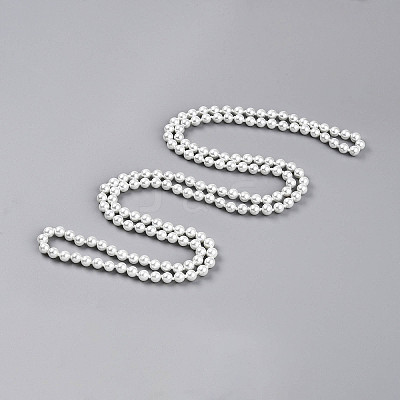 8.2MM Baking Paint Pearlized Glass Pearl Round Beaded Long Necklaces HY-T002-03A-1
