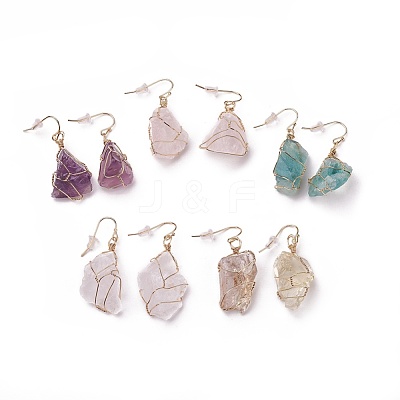 Natural Mixed Stone Dangle Earrings EJEW-F228-A-1