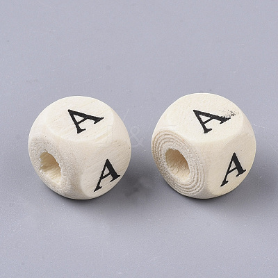 Printed Natural Wood Beads X-WOOD-T026-001-1