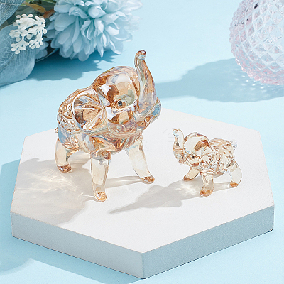 2Pcs 2 Styles Natural Quartz Crystal Elephant Ornaments DJEW-ME0001-06-1