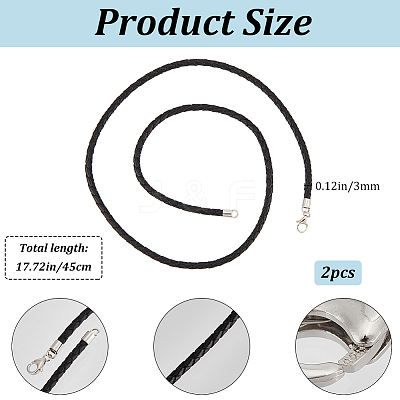 2Pcs Braided Round Leather Cord Necklace Making NJEW-BBC0001-19B-01-1