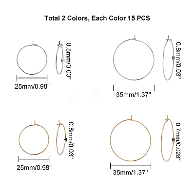 PVD Vacuum Plating 316L Surgical Stainless Steel Hoop Earring Findings STAS-UN0002-85-1