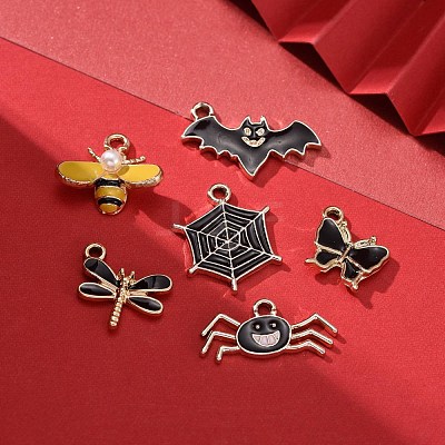 36Pcs 6 Style Light Gold Plated Alloy Pendants ENAM-ZZ0001-05-1