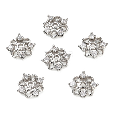 Brass Micro Pave Cubic Zirconia Bead Caps CU-CBA6E4E-09P-1