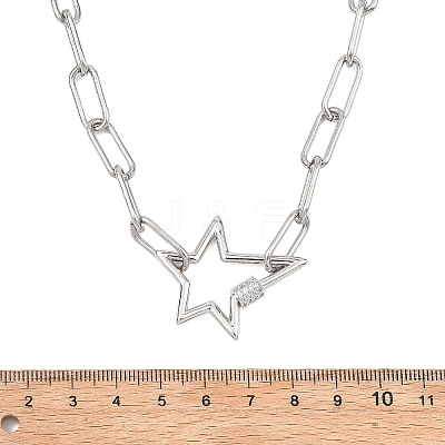 304 Stainless Steel Paperclip Chain Necklaces NJEW-JN06369-01-1