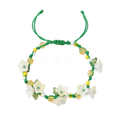 Flower Synthetic Citrine Braided Bracelets for Women BJEW-TA00625-03-1