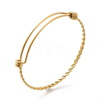 304 Stainless Steel Twist Bangles for Women BJEW-M233-01G-1