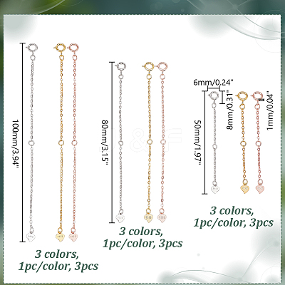 9Pcs 9 Styles 925 Sterling Silver Chain Extender FIND-GA0004-23-1