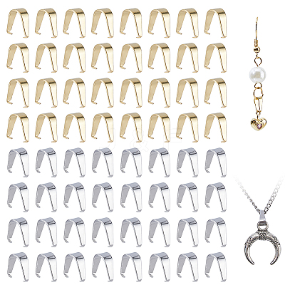 100Pcs 2 Colors 201/304 Stainless Steel Snap on Bails STAS-DC0017-34-1
