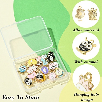 16Pcs 16 Styles Animal Shape Alloy Enamel Pendants FIND-YW0005-75-1