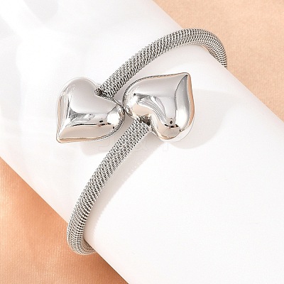 304 Stainless Steel Mesh Chain Bangles for Women BJEW-D460-05P-1