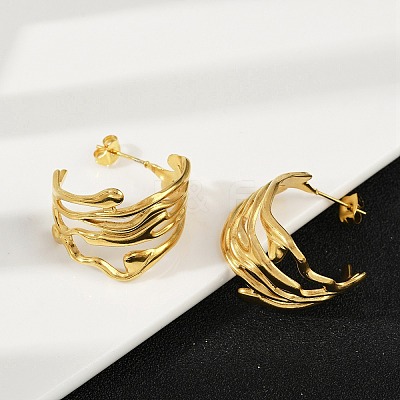 304 Stainless Steel C-Shaped Cuff Earrings EJEW-U070-02G-1