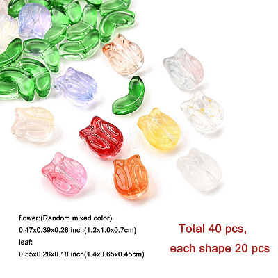 40Pcs 2 Styles Transparent Glass Beads GLAA-FP0001-26-1