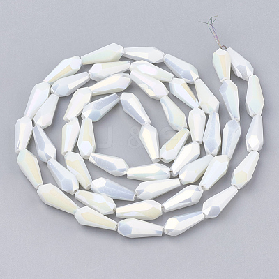 Electroplate Opaque Solid Color Glass Beads Strands EGLA-T008-12I-1