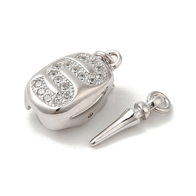 Rhodium Plated 925 Sterling Silver Micro Pave Clear Cubic Zirconia Bayonet Clasps STER-G038-15P-1