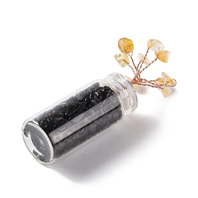 Chip Natural Black Obsidian & Citrine Display Decorations DJEW-D005-01R-06-1