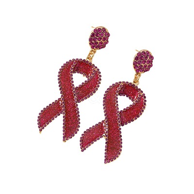Awareness Ribbon Alloy Rhinestone Dangle Stud Earrings FS-WGFB19B-01-1