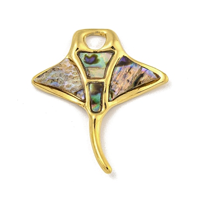 Ion Plating(IP) 304 Stainless Steel Pave Paua Shell Pendants X-STAS-S146-13P-1