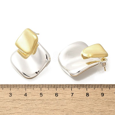 Brass Rhombus Stud Earrings for Women EJEW-A121-14-1