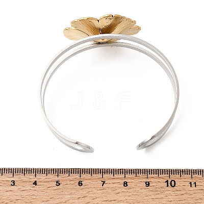 Two-Tone 304 Stainless Steel Cuff Bangles for Women BJEW-Z170-01GP-02-1
