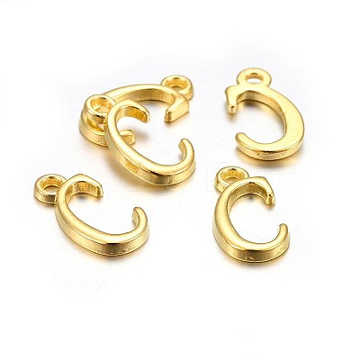 Golden Plated Alloy Letter Pendants PALLOY-J718-01G-C-1