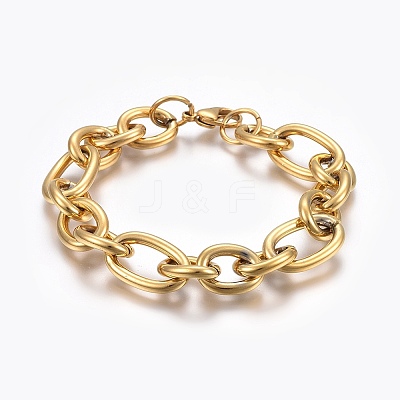 Ion Plating(IP) 304 Stainless Steel Cross Chain Bracelets BJEW-L634-11G-1