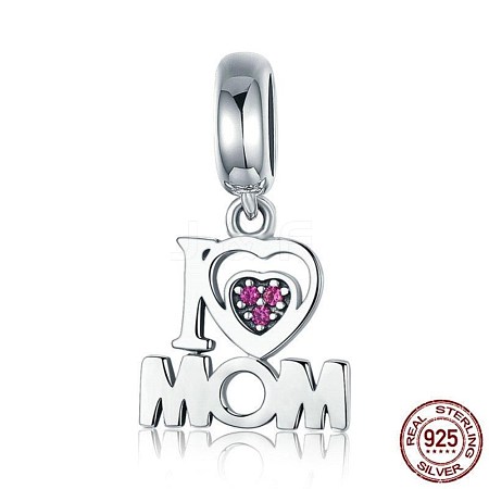 925 Sterling Silver Rhinestone European Dangle Charms for Mother's Day CPDL-BB70980-A-1