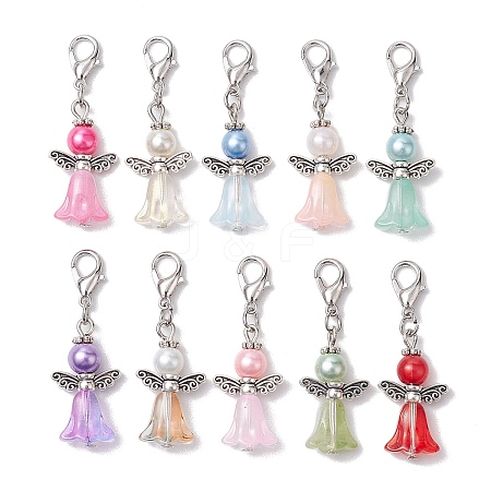 10Pcs 10 Colors Angle Glass Pendant Decorations HJEW-JM02334-03-1