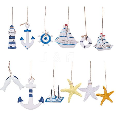 Hanging Resin Pendant Decorations AJEW-PH0017-31-WH-1