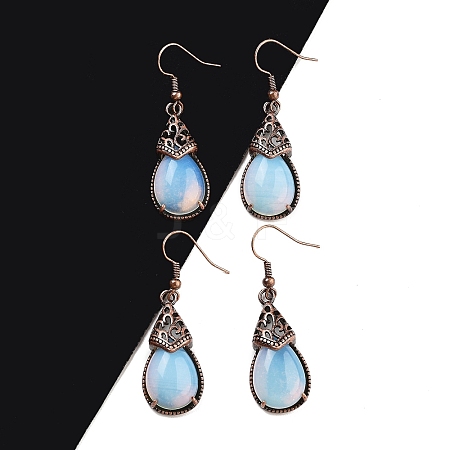 Opalite Teardrop Dangle Earrings EJEW-B055-01R-18-1