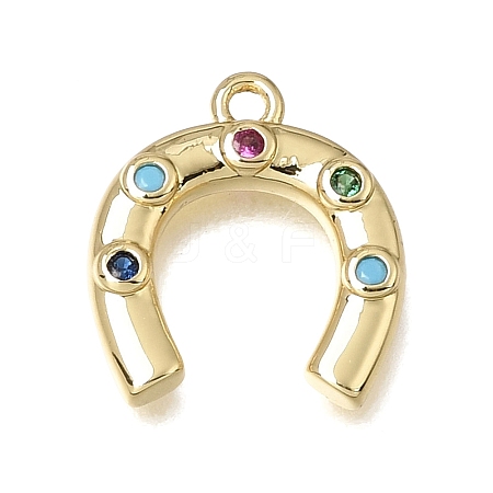 Brass Micro Pave Colorful Cubic Zirconia Charms KK-K427-18G-01-1